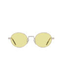 Slim Silver Oval Sunglasses